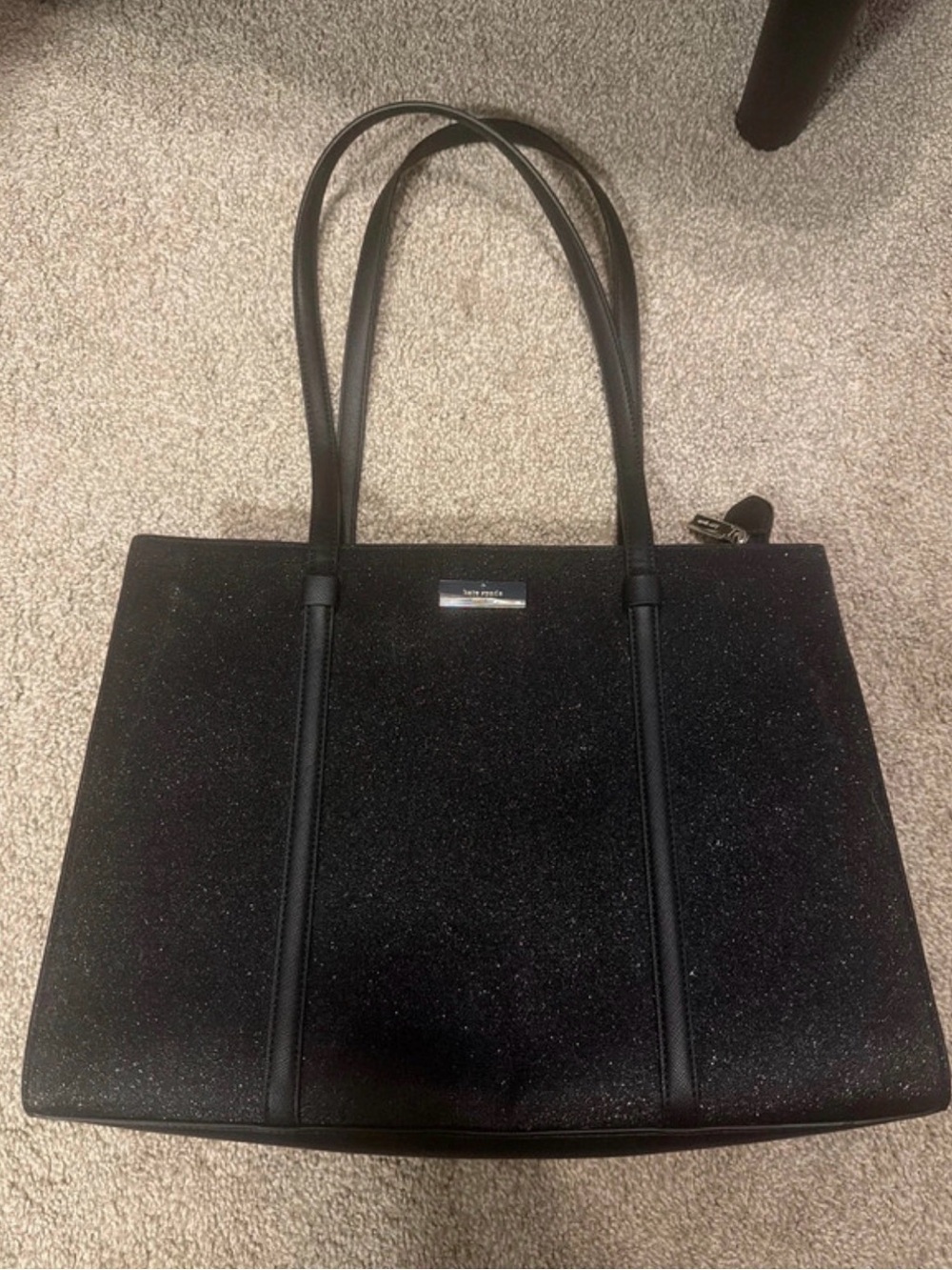 kate spade Black Sparkle Tote with Dual Shoulder Straps